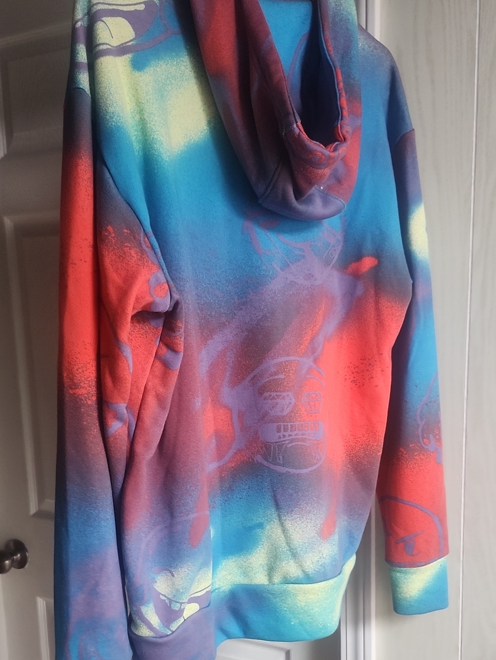 Adidas Color-Block Gradient Hoodie - Multi Blue/Coral Sixe Adult Mens Small